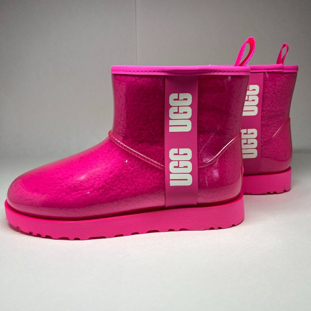 NEW UGG Women's Classic Clear Mini Waterproof Ankle Boot Taffy Pink 1113190